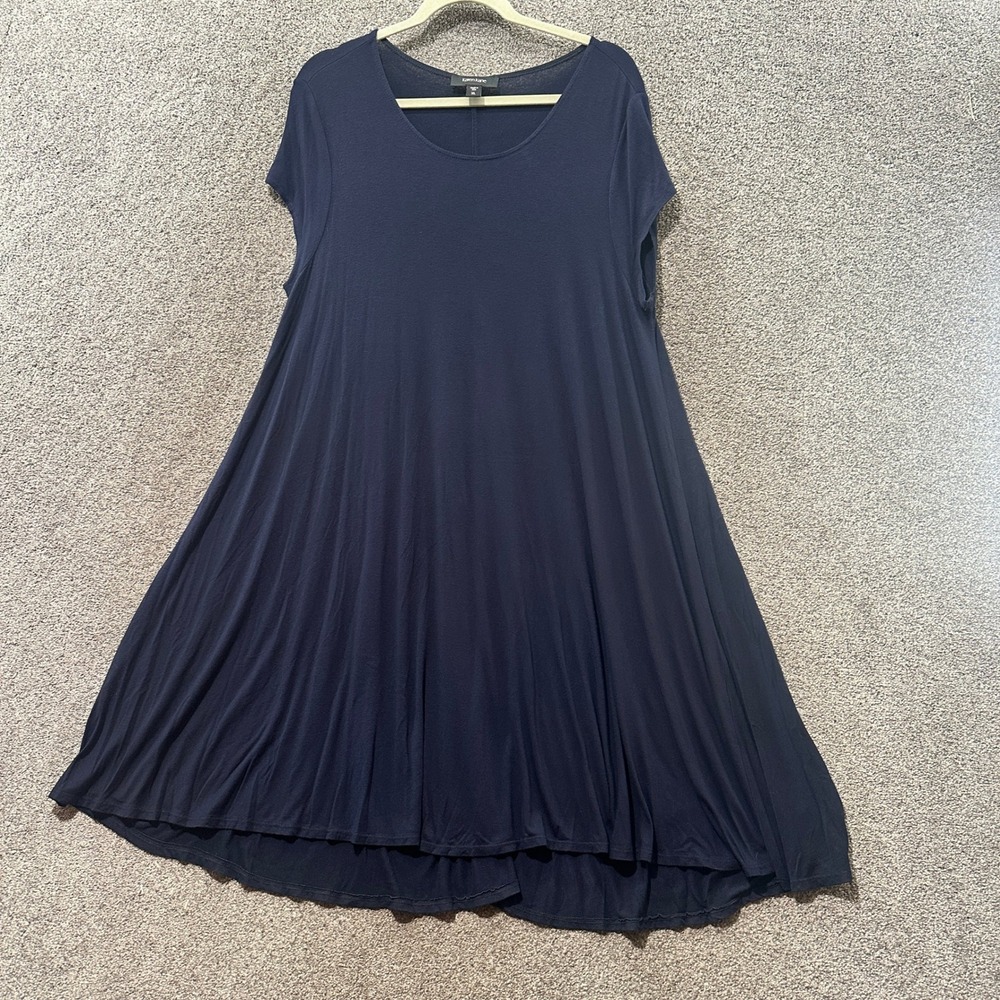 Karen Kane‎ T-Shirt Dress Womens XL Navy Blue Scoop Neck Short Sleeve Made USA